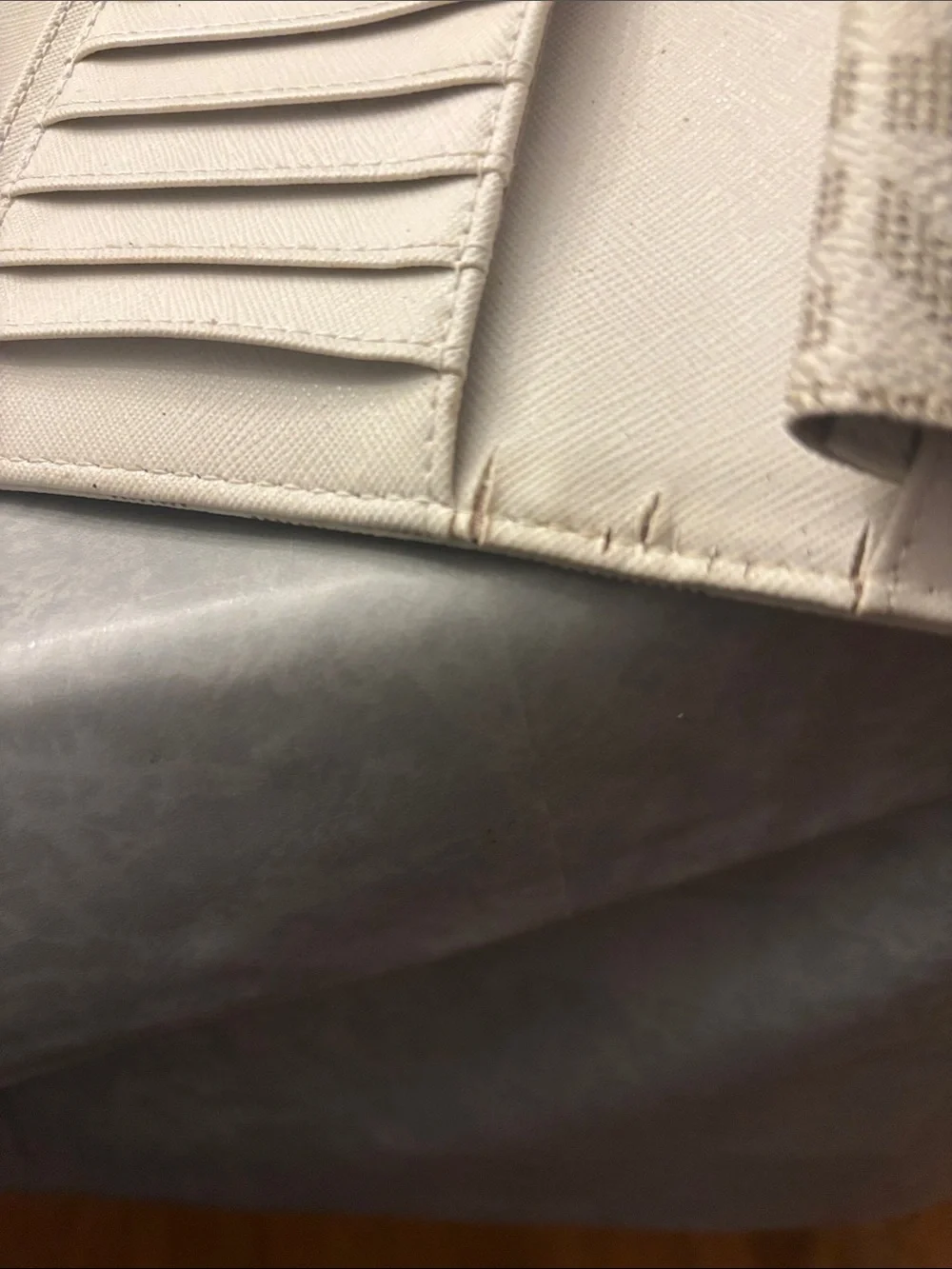 Michael Kors Beige Signature Continental Wallet with Gold Plaque